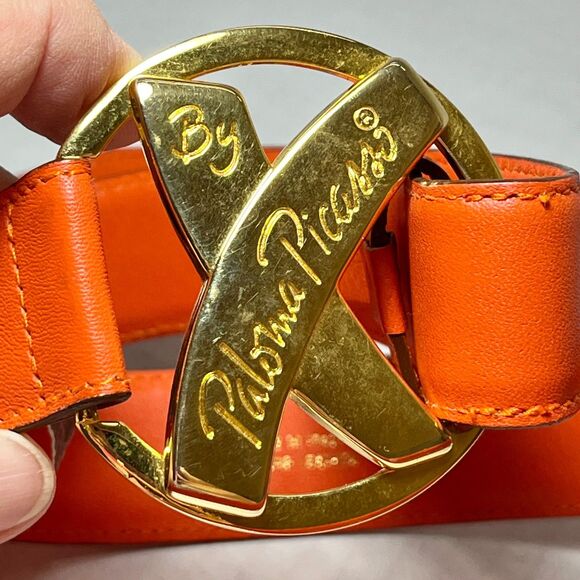 Vintage Paloma Picasso Italian Leather Womens Belt Size S M 30 70\'s Orange Gold main image 8